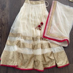 Indian lengha bottom with scarf